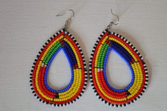 Rasta Masai Beads Drop Earrings handcrafted African earrings