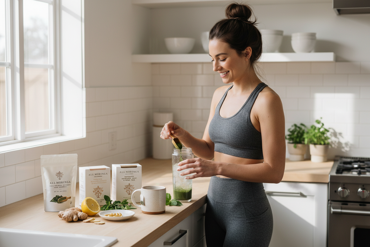 Morning wellness routine with Moringa bundle